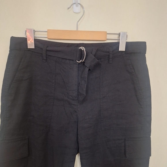 Theory Hannon black linen blend cargo pants SZ 4 NWOT - Picture 5 of 12
